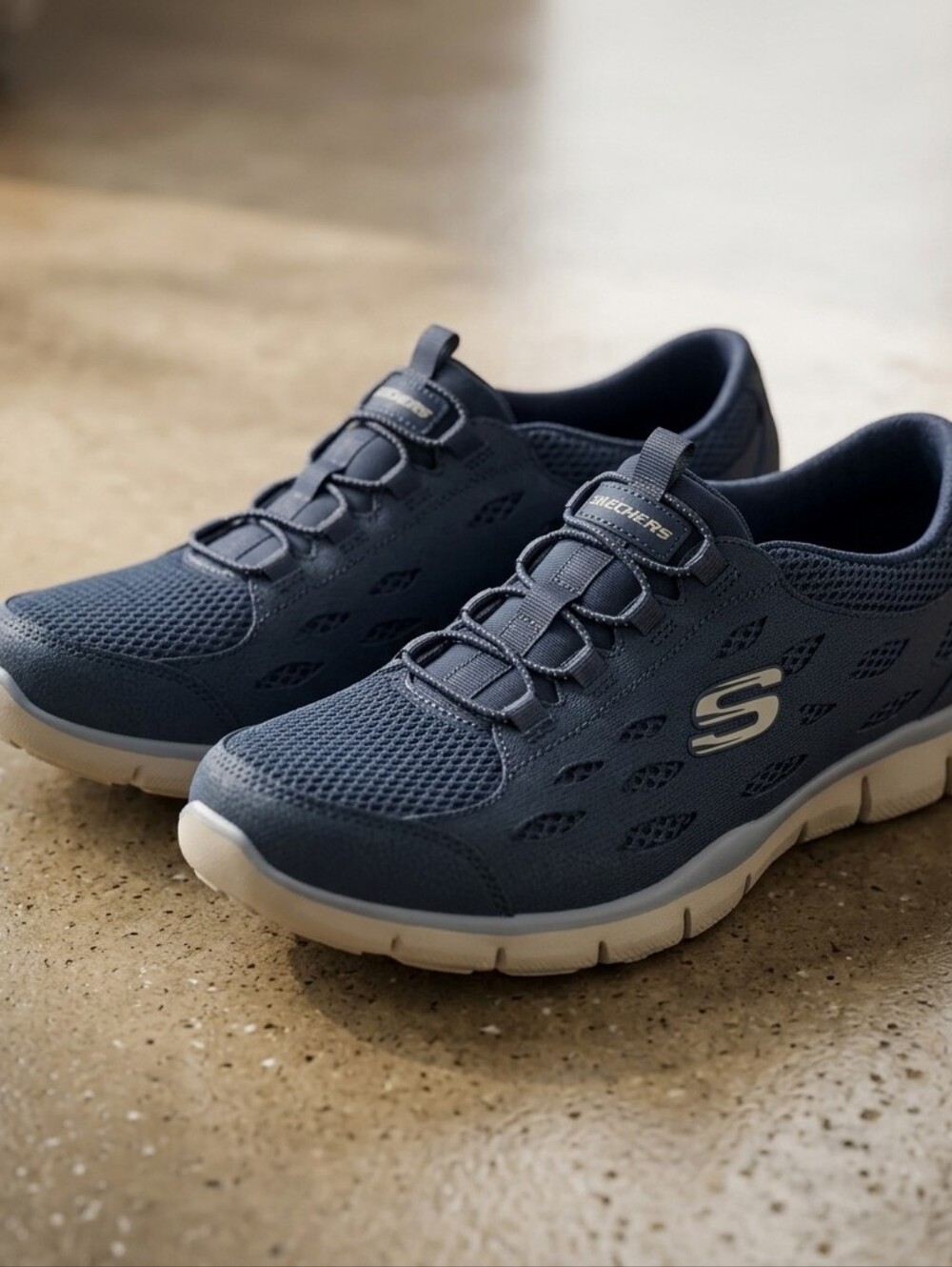 Skechers Navy Blue Slip-On Athletic Sneakers with Light Sole